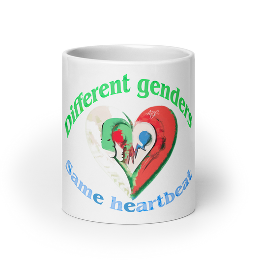 "Different Genders, Same Heartbeat" mug