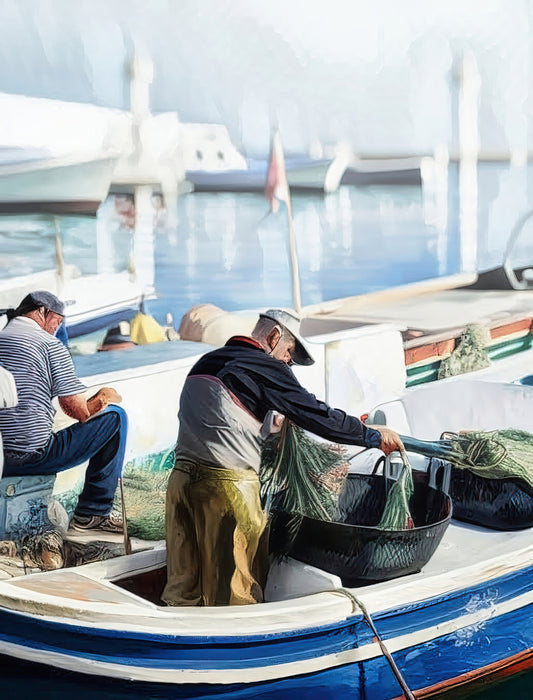 Mediterranean Mornings: Fishermen at Work by Le Boulanger